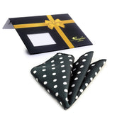 Men's Black White Polka Dots Pocket Square Hanky Handkerchief - Amedeo Exclusive